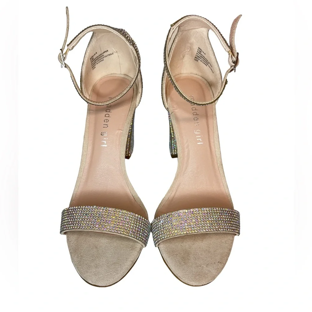 Madden Girl Beella-R Dress Heels Sandal Blush Multi Rhinestone Women’s Size 6.5